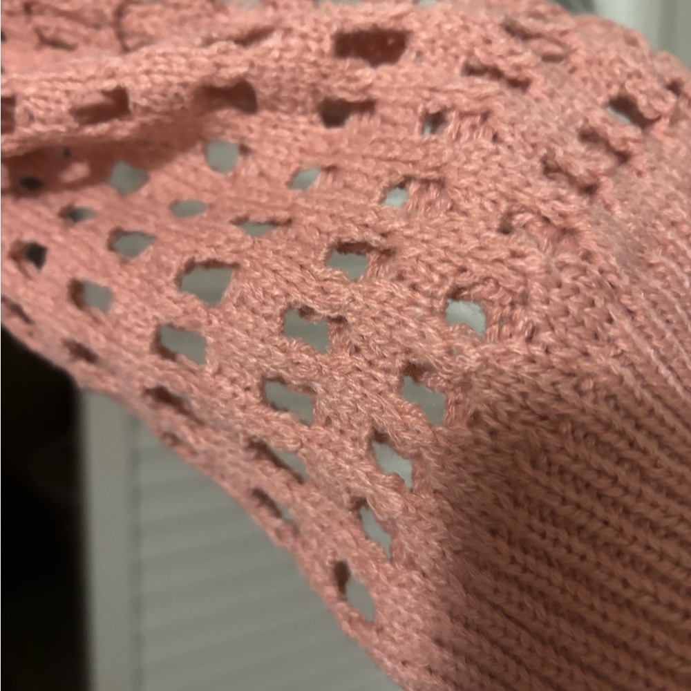 Pink Open-Knit Cardigan - Picture 3 of 3
